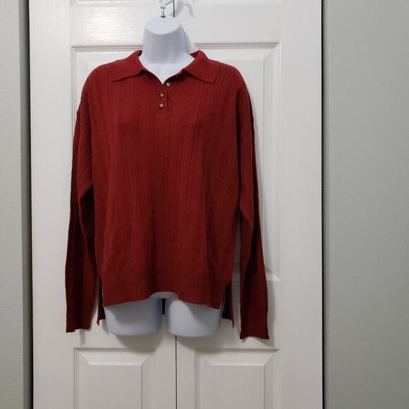 Violet & Roses Cable knit Red V Neck Sweater Stitch Fix Preppy Career wear - Picture 2 of 10